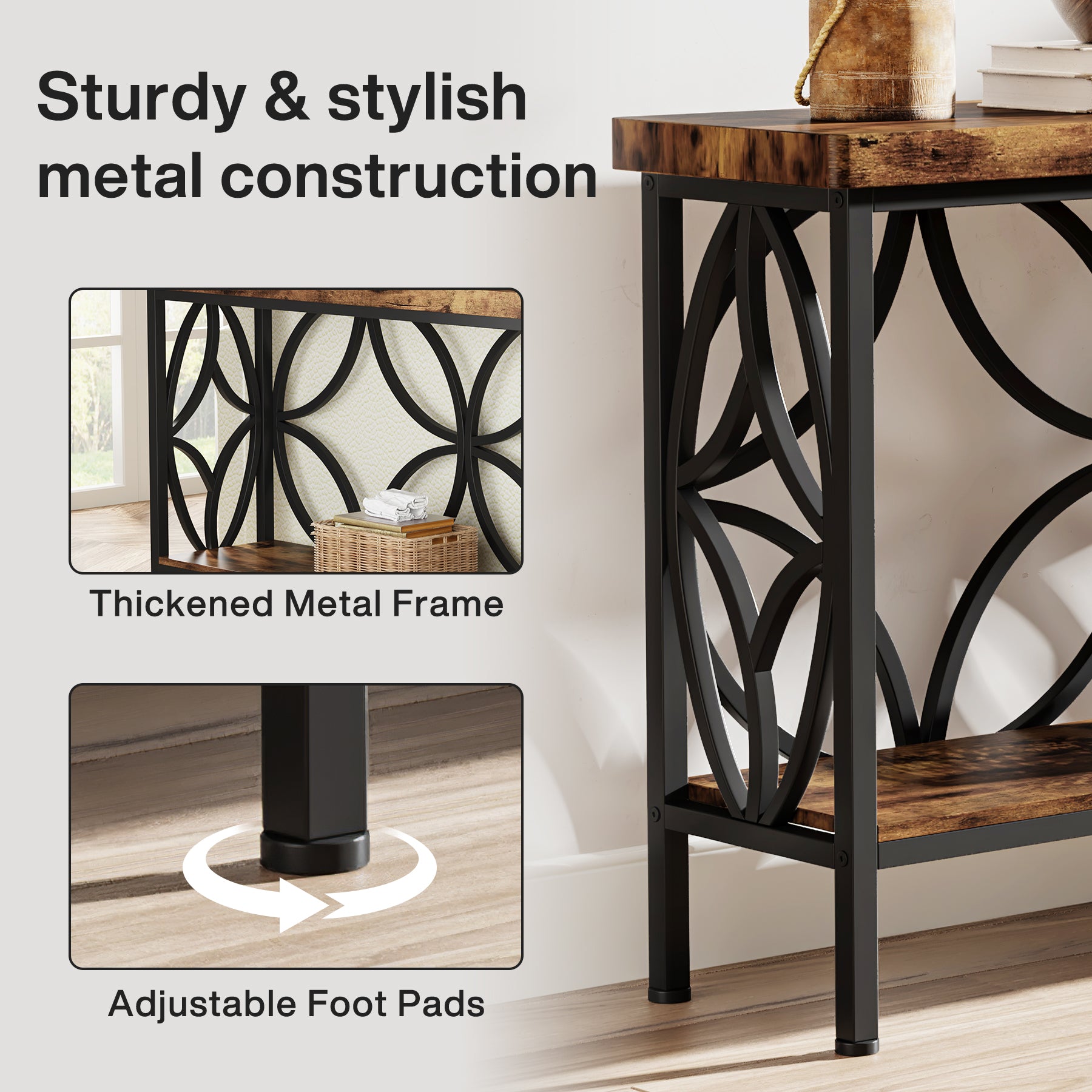 70.9" Console Tablel with Shelves for Entryway